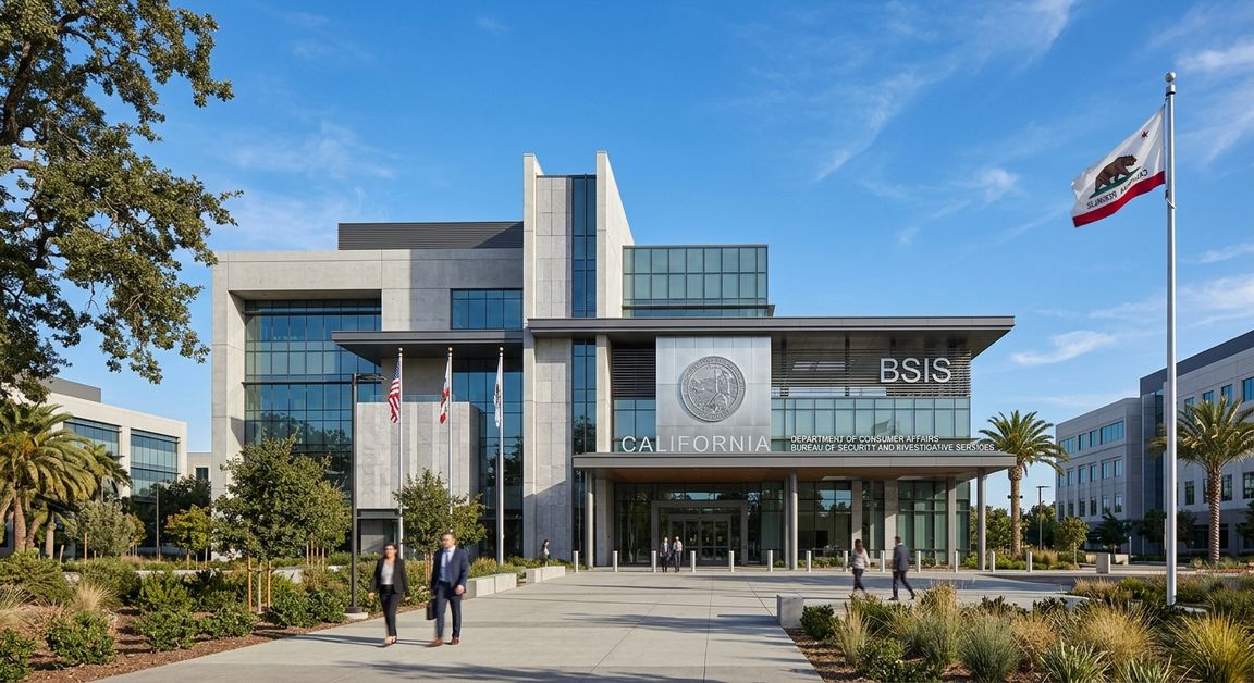 California government building representing BSIS licensing authority