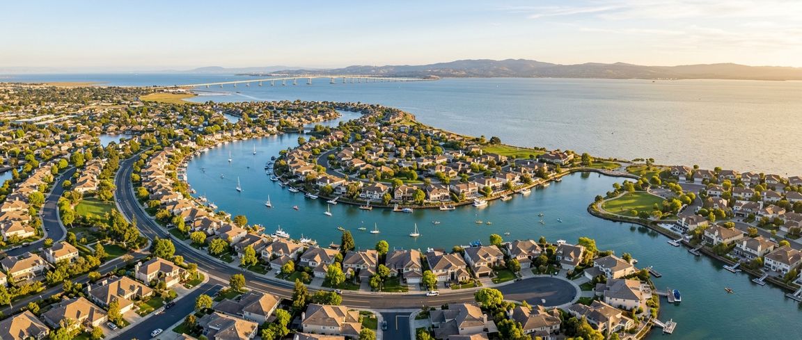 Foster City California neighborhood showing bay area residential streets